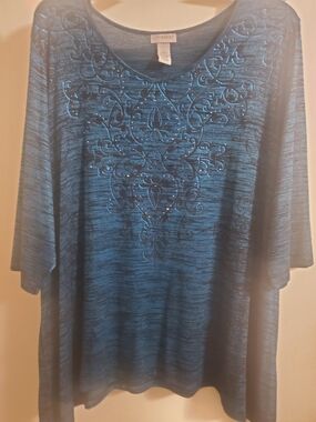 Catherines Teal Blue Embellished Tunic